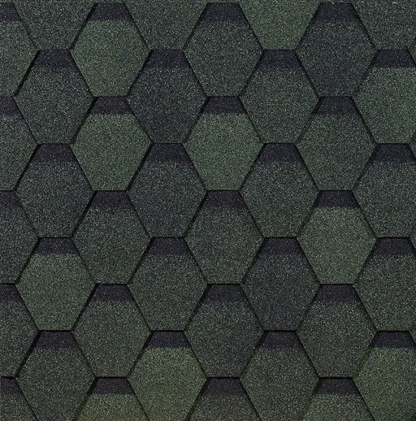 Гибкая черепица EURASIA Docke, Коллекция ШЕСТИГРАННИК Зелёный купить в New Moscow