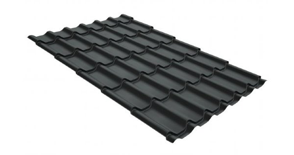 Металлочерепица классик GL 0,5 GreenCoat Pural Matt RR 23 темно-серый (RAL 7024 мокрый асфальт) купить в New Moscow