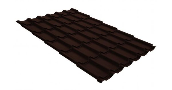 Металлочерепица классик GL 0,5 GreenCoat Pural RR 887 шоколадно-коричневый (RAL 8017 шоколад) купить в New Moscow