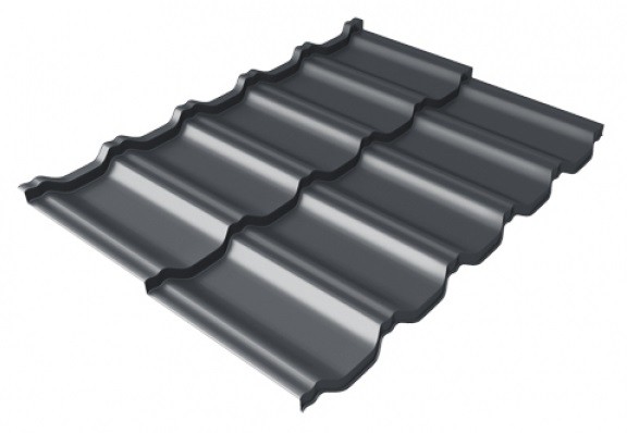 Металлочерепица модульная Квинта Uno Grand Line c 3D резом 0,5 Satin Мatt RAL 7024 мокрый асфальт купить в New Moscow