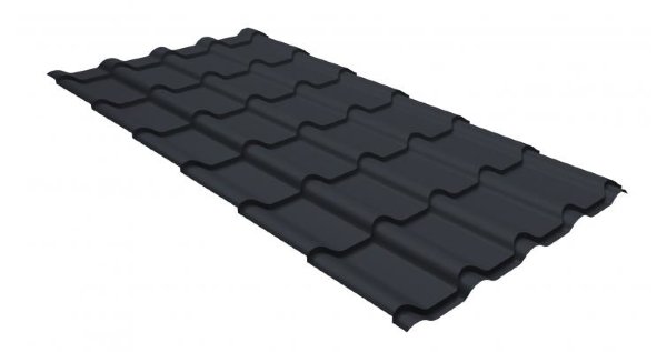 Металлочерепица камея GL 0,5 GreenCoat Pural RR 23 темно-серый (RAL 7024 мокрый асфальт) купить в New Moscow