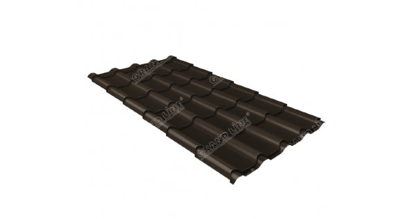 Металлочерепица камея GL 0,5 GreenCoat Pural RR 32 темно-коричневый (RAL 8019 серо-коричневый) купить в New Moscow