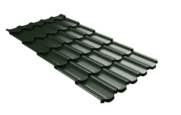 Металлочерепица квинта плюс с 3D резом 0,5 GreenСoat Pural Matt RR 11 темно-зеленый (RAL 6020 хромовая зелень) купить в New Moscow
