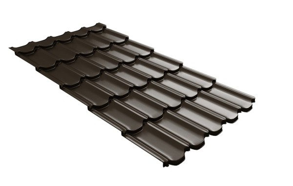 Металлочерепица квинта плюс с 3D резом 0,5 GreenСoat Pural Matt RR 32 темно-коричневый (RAL 8019 серо-коричневый) купить в New Moscow