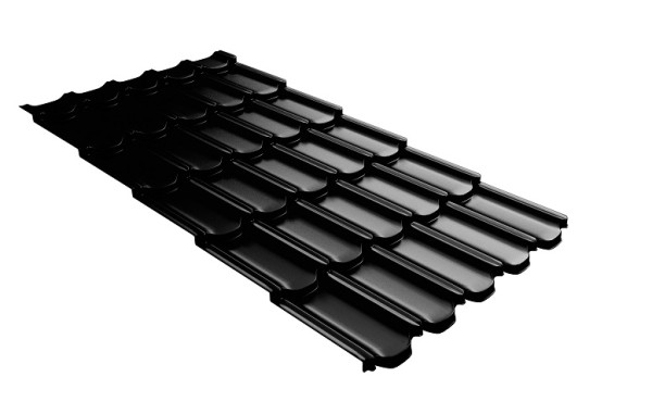 Металлочерепица квинта плюс с 3D резом 0,5 GreenСoat Pural Matt RR 33 черный (RAL 9005 черный) купить в New Moscow