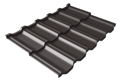 Металлочерепица модульная Квинта Uno Grand Line c 3D резом 0,5 GreenСoat Pural RR 32 темно-коричневый (RAL 8019 серо-коричневый) купить в New Moscow