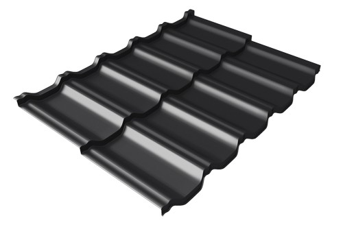 Металлочерепица модульная Квинта Uno Grand Line c 3D резом 0,5 Quarzit lite RAL 9005 черный купить в New Moscow