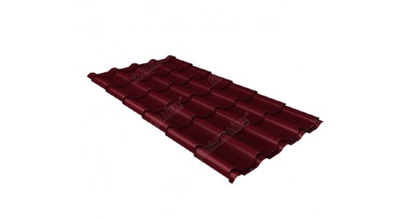 Металлочерепица камея 0,5 Satin RAL 3005 красное вино купить в New Moscow