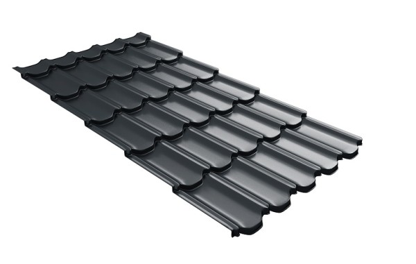 Металлочерепица квинта плюс с 3D резом 0,5 Satin RAL 7016 антрацитово-серый купить в New Moscow