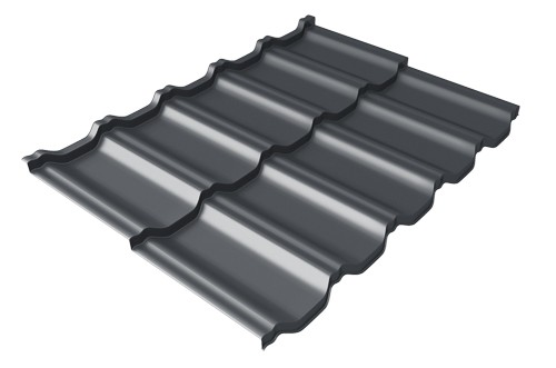 Металлочерепица модульная Квинта Uno Grand Line c 3D резом 0,45 Drap RAL 7024 мокрый асфальт купить в New Moscow
