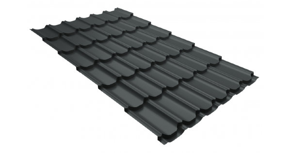 Металлочерепица квинта плюс 0,5 GreenCoat Pural Matt RR 23 темно-серый (RAL 7024 мокрый асфальт) купить в New Moscow