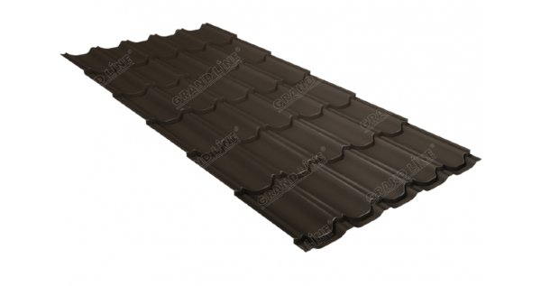Металлочерепица квинта плюс 0,5 GreenCoat Pural Matt RR 32 темно-коричневый (RAL 8019 серо-коричневый) купить в New Moscow