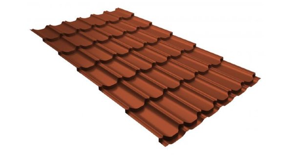 Металлочерепица квинта плюс 0,5 GreenCoat Pural RR 750 кирпично-красный (RAL 8004 терракота) купить в New Moscow